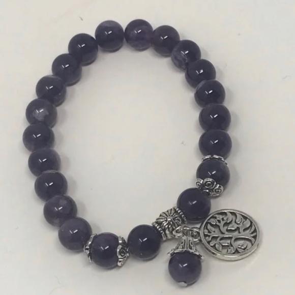 CJSA Natural Stone Amethyst Strand Bracelet - Picture 3 of 6